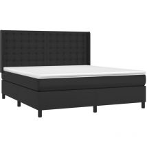 Sommier à lattes de lit avec matelas Noir 180x200 cm Similicuir vidaXL