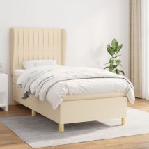 Lit adulte,Lit à sommier tapissier et matelas Crème 90x190 cm Tissu vidaXL