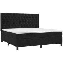 Jinlefu - Lit adulte,Lit à sommier tapissier et matelas Noir 160x200 cm Velours vidaXL