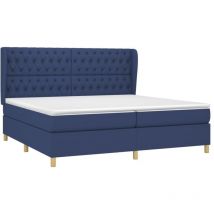 Jinlefu - vidaXL Sommier à lattes de lit avec matelas Bleu 200x200 cm Tissu
