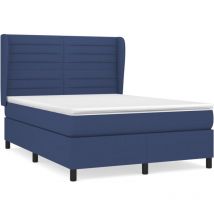 Jinlefu - vidaXL Sommier à lattes de lit avec matelas Bleu 140x190 cm Tissu