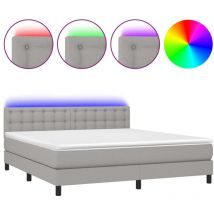 Jinlefu - vidaXL Sommier à lattes de lit et matelas et led Gris clair 180x200 cm