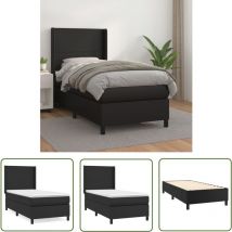 Jinlefu - The Living Store Sommier à lattes de lit avec matelas Noir 100x200 cm Similicuir - Lit Double - Lit Plateforme - Literie - Chambre à