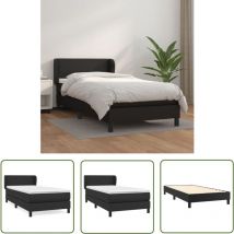 Jinlefu - The Living Store Sommier à lattes de lit avec matelas Noir 100x200 cm Similicuir - Lit Plateforme - Lit Double - Literie - Chambre à