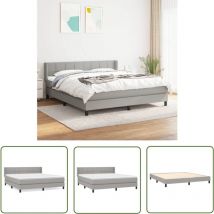 The Living Store Sommier à lattes de lit avec matelas Gris clair 180x200cm Tissu - Lit Plateforme - Lit Double - Matelas à Ressorts Ensachés