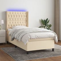 Jinlefu - Furniture Limited - Sommier à lattes de lit matelas et led Crème