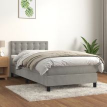 Jinlefu - Furniture Limited - Sommier à lattes de lit et matelas Gris clair