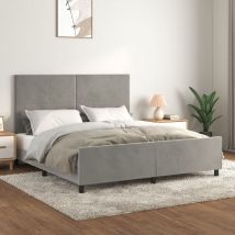 Jinlefu - Cadre de lit avec tête de lit Gris clair 160x200 cm Velours
