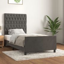 Jinlefu - Cadre de lit sans matelas gris foncé 100x200 cm velours vidaXL