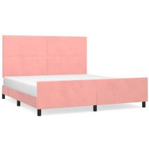 VidaXL Cadre de lit avec tête de lit Rose 160x200 cm Velours
