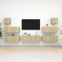 Jinlefu - Furniture Limited - Ensemble de meuble tv 7 pcs Chêne sonoma Bois