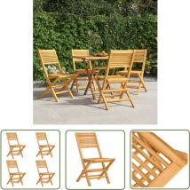 Jinlefu - The Living Store Gartenstühle 4 Stk. Klappbar 47x62x90 cm Massivholz Teak - Teakholzgartenstuhl - Klappbarer Gartenstuhl - Gartenstühle Set