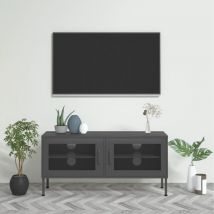 Jinlefu - Meuble tv Anthracite 105x35x50 cm Acier