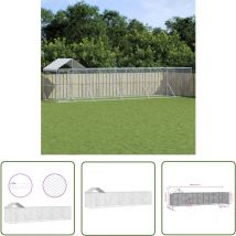 Jinlefu - The Living Store Outdoor-Hundezwinger mit Dach Silbern 10x2x2,5 m Stahl Verzinkt - Hundezwinger - Auslauf - Hundehaus - Gartenzaun