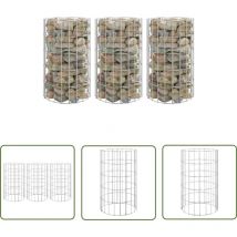 Inlife Lit surélevé à gabion circulaire 3 pcs Acier galvanisé Ø30x50cm