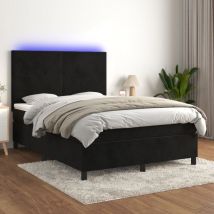 Jinlefu - Sommier à lattes de lit et matelas led Noir 140x200 cm Velours vidaXL