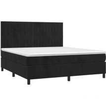 Jinlefu - Sommier à lattes de lit matelas et led Noir 180x200 cm Velours vidaXL