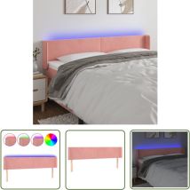 Jinlefu - The Living Store Tête de lit à led Rose 163x16x78/88 cm Velours - Tête De Lit Led - Tête De Lit Velours - Tête De Lit Rose - Éclairage Led