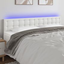 VidaXL Tête de lit à led Blanc 200x5x78/88 cm Similicuir