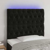 Tête de lit à led Noir 100x7x118/128 cm Velours