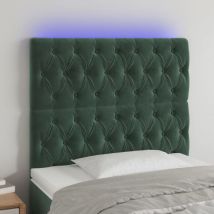Jinlefu - The Living Store - Tête de lit à led Vert foncé 100x7x118/128 cm Velours - Vert