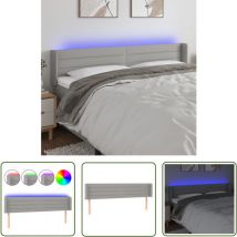 Jinlefu - The Living Store Tête de lit à led Gris clair 163x16x78/88 cm Tissu - Tête De Lit Led - Têtière De Lit - Éclairage Led - Chambre à Coucher