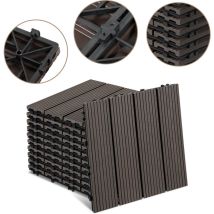 Jiubiaz 55pcs Wpc Terrassenfliesen Mit Drainage Und Klicksystem Für Garten Balkon Bodenbelag 30x30cm Dunkelbraun