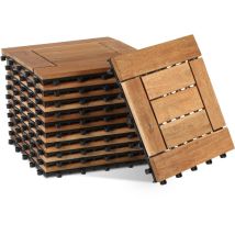 Jiubiaz 88pcs 30x30cm Terrassenfliesen Holz,bodenfliesen Akazienholz,holzfliesen Bodenbelag,klickfliesen Braun