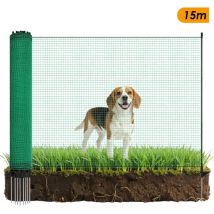 Jiubiaz Mobiler Hundezaun Weidezaun 115 Cm X 15 M – Elektrozaunnetz Für Hunde, Hühner & Garten – Flexibler Begrenzungszaun Mit Pfosten, Heringen Und 