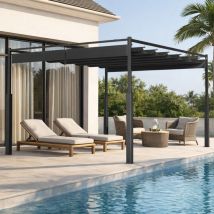 Jiubiaz Pergola Garten Aluminium Anthrazit Mit Sonnenschutz Fuer Terrasse Wetterfest 300cm X 400cm