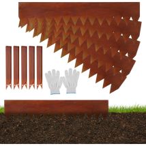 Jiubiaz Rasenkante Mit Spitzen Metall 100 X 20 Cm 25m Beeteinfassung Mähkante Verzinkt Wegbegrenzung Beetumrandung Palisade Inkl. Handschuhe Rost