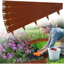 Jiubiaz Rasenkante Raseneinfassung Gartenkante Verzinkter Profilkante Trennrand 100x15cm 20m Rost