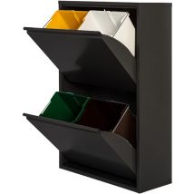 Jobgar - Cubo de basura y reciclaje negro con 4 compartimentos de 4x17L c/u - 'eco'