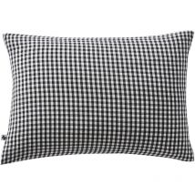 Joel - Taie d'Oreiller 50x70cm Gaze de Coton Vichy Coloris Truffe