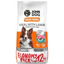 John Dog Trockenfutter Für Hunde Mittlerer Und Großer Rassen Veal Lamb 12 Kg