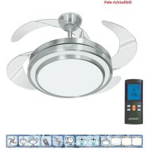 Ventilatore da soffitto 4 pale a scomparsa Johnson Lustra luce telecomando funzione reverce