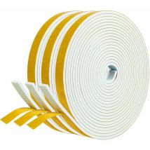 Joint adhésif Porte entree Fenetre 3 rouleaux 12mm x 3mm x 5m Joint Isolation en Mousse Caoutchouc Joint Antichoc Contre courants d'air Protection