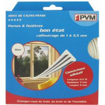 PVM - Joint caoutchouc profil e 10m 9mm blanc