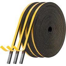 Joint Fenetre Isolation, Joint Porte Mousse Adhésif 3 Rouleaux 6mm x 3mm x 5m Multi-fonction Caoutchouc Calfeutrage Joint Antichoc d'Isolation