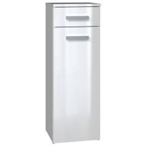 Hucoco - jokke - Mueble de cuarto de baño 1 puerta + 1 cajón - 30x30x85cm - Columna baja de almacenaje para cuarto de baño