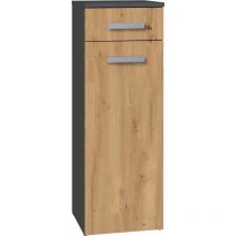 Hucoco - jokke - Mueble de cuarto de baño 1 puerta + 1 cajón - 30x30x85cm - Columna baja de almacenaje para cuarto de baño