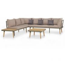 Happyshopping - Salon de jardin meuble d'extérieur ensemble de mobilier 4 pièces et coussins bois d'acacia solide marron
