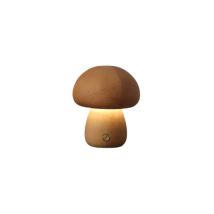 Feiyue - Jolie petite lampe de table champignon, table de style rétro en bois, interrupteur tactile de chargement usb, lampe de chevet réglable pour