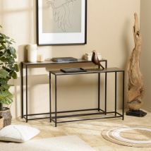 Macabane - jonas - Set de 2 consoles gigognes aluminium doré et noir pieds métal