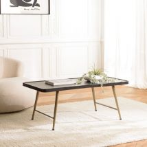 Jonas - Table basse rectangulaire en aluminium plateau noir pieds dorés