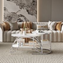 Jookgbd- 2er Set Beistelltische, Stapelbare Niedrige Tische, Runde Tischplatte, Couchtisch Mit Stauraum, Wohnzimmertisch Für Wohnzimmer Balkon Büro, 