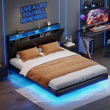 Jookgbd-polsterbett Doppelbett 160x200 Cm,jugendbett Mit Stauraum-kopfteil Und Steckdosen,hydraulisches Schwebendes Bett Mit Led Und Usb,bettgestell 
