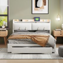 Jookgbd-polsterbett Doppelbett 160x200 Cm,jugendbet,hydraulisches Bett Mit Kopfteil Und Lattenrost,staufach-kopfteil Mit Led Und Usb,multifunktionales