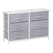 Joolihome Living - Commode à 6 tiroirs en tissu, plateau en bois et cadre en métal, armoire de rangement pour chambre à coucher, salon, couloir, 80 x