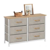 Joolihome Living - Commode à 6 tiroirs en tissu, plateau en bois et cadre en métal, armoire de rangement pour chambre à coucher, salon, couloir, 80 x